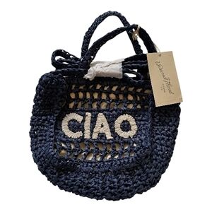 Universal Thread Ciao crossbody Navy Blue Crochet Bag with 'CIAO' Design